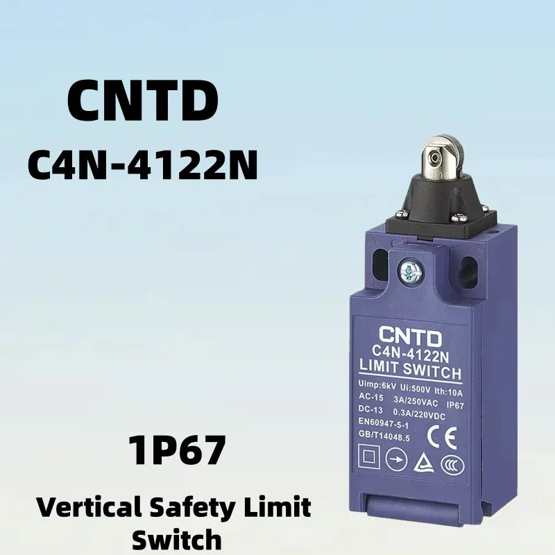 Limit Switch, CNTD C4N‑4122N plastic metal composite housing 1NO1NC forced disconnect contact, 10A 250VAC IP67 metal roller leve