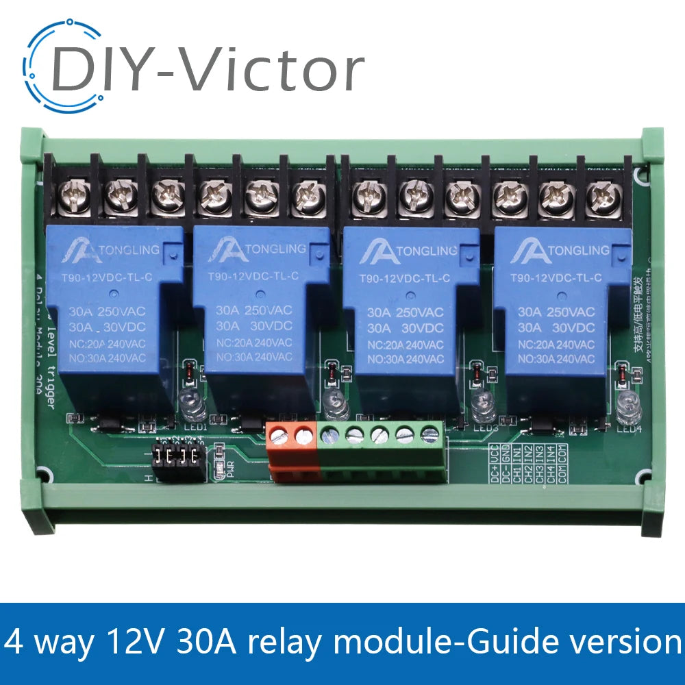 1/2/4 channel relay module 30A with optocoupler isolation 5V 12V 24V supports high and low Triger trigger DC30V/30A AC250V/10A