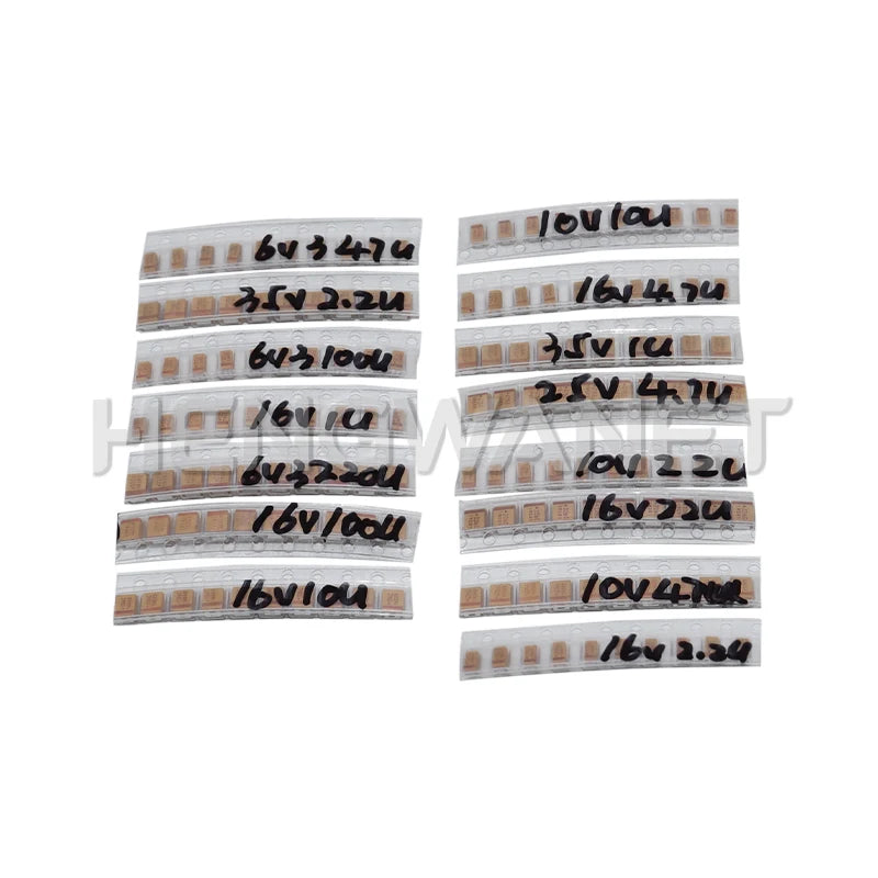 150PCS SMD Tantalum Capacitor Assortment Kit 1uf-220uf A/B Case Tantalum Capacitors Set 1UF 2.2UF 4.7UF 10UF 47UF Capacitors