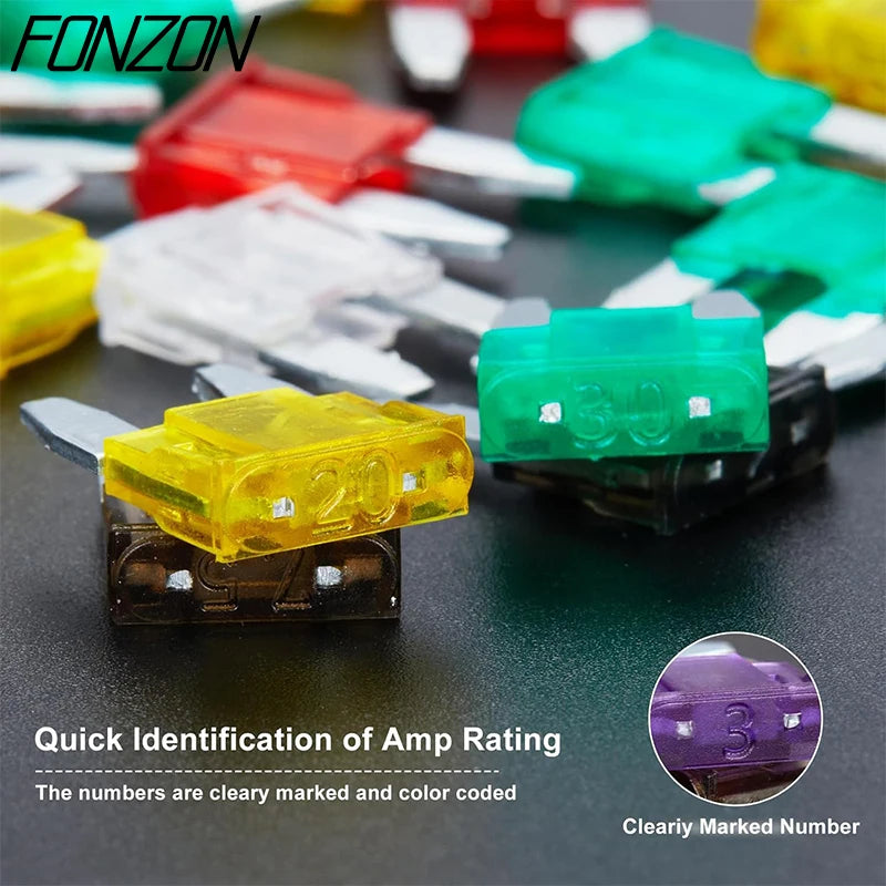 10PCS Car Fuse Blade-Type Automotive Fuses Standard & Mini & Low Profile Mini Fuse for Car 2A 3A 5A 7.5A 10A 15A 20A 25A 30A 3