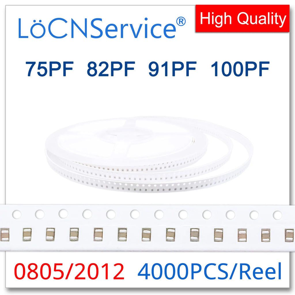 LoCNService SMD Capacitors 4000PCS 0805 2012 COG/NPO X7R RoHS 50V 5% 75PF 82PF 91PF 100PF High quality