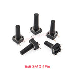 10 Models =100Pcs 6*6 Light Micro Touch Switch Set Push Button Switch Kit Height: 6*6*4.3MM~13MM  DIP SMD 2P/4P 6x6 Keys Tact