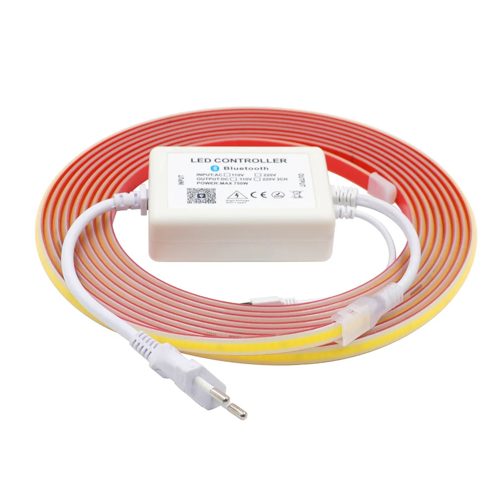 Dimmable COB LED Neon Light Strip Remote Power Kit Wifi Bluetooth Wall Touch 220V 23key Controller 288LEDs/m IP65 Flexible Lamp
