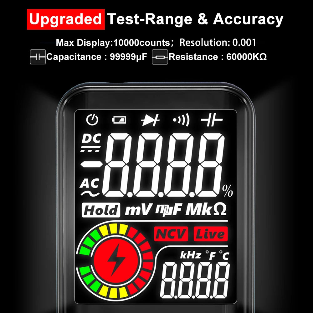 BSIDE Digital Multimeter Smart Electrician Tester USB Charge T-RMS DC AC Voltage Capacitance Ohm Hz NCV Professional Multitester