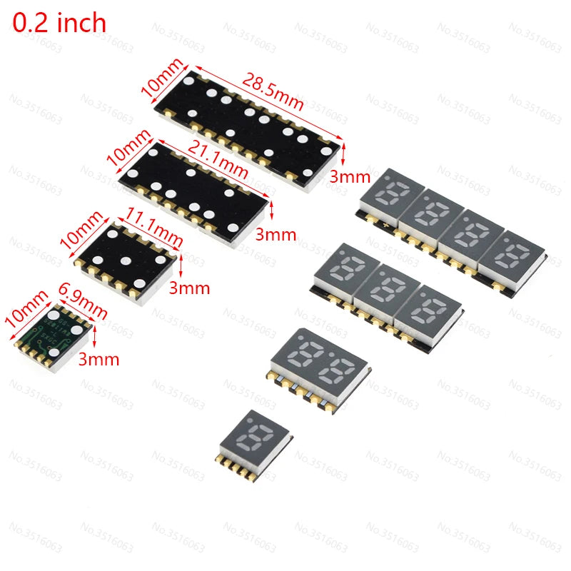 2/5Pcs SMD LED Digital Tube Display 0.2/0.3/0.56-Inch 1/2/3/4-Bit 7 Segment Common Cathode/Anode Red/White/Yellow/Green/Blue SMT