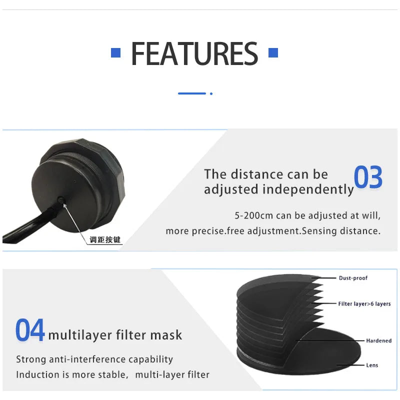 Active Diffuse Reflection Infrared Motion Detector Intelligent Induction Switch Photoelectric Human Body Automatic Motion Sensor