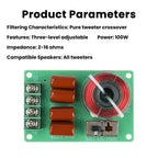100W 3Way Hifi Tweeter Frequency Divider Treble Audio Crossover Filter Circuit Board Home Theate Car DIY Speakers Filters