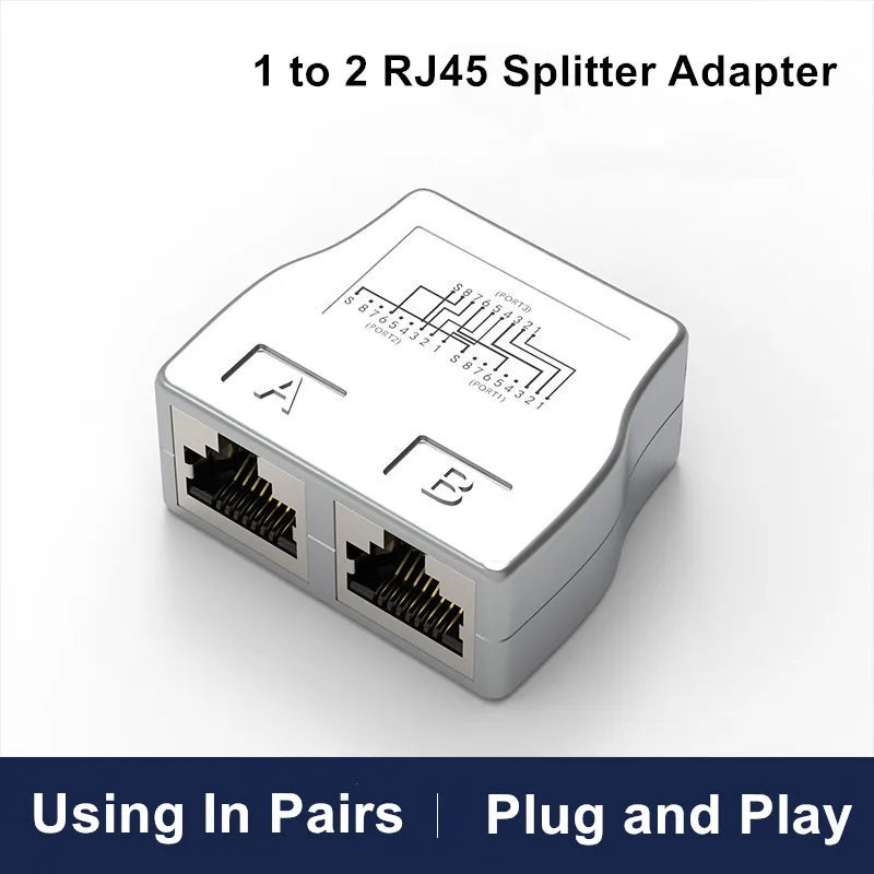 RJ45 Coupler 1 to 2 Ways Splitter Connector Adapter Ethernet Modular Plug Shielded Box RJ 45 Female Extender Internet Connection