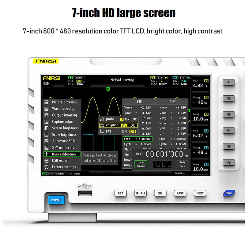 FNIRSI-1014D 1013D TC3 Oscilloscope 3-in-1 Dual Channel Input Signal Generator 100MHz * 2 Analog Bandwidth 1GSA/s Sampling Rate