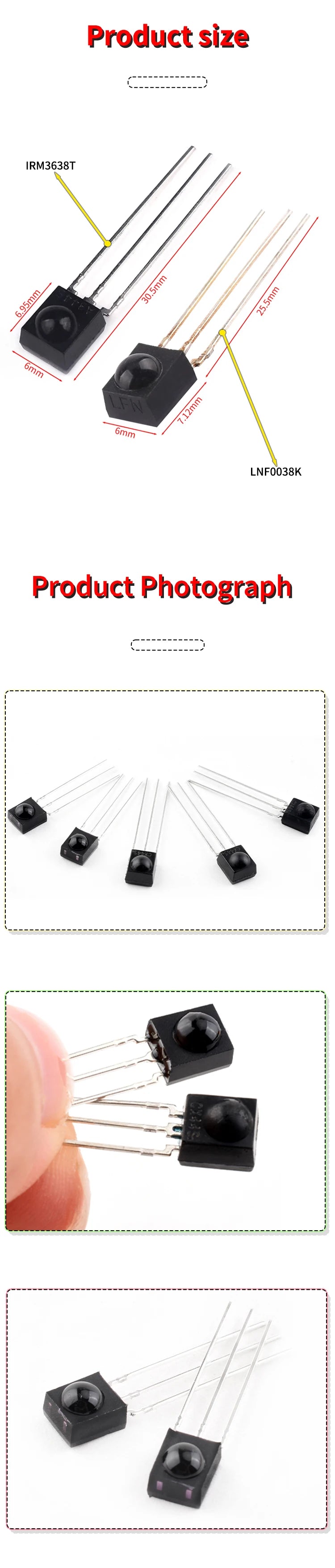 High Quality 5Pcs/lot IR Receiver 38 kHz Remote Infrared Module TSOP4838 DIP-3/LNF0038K