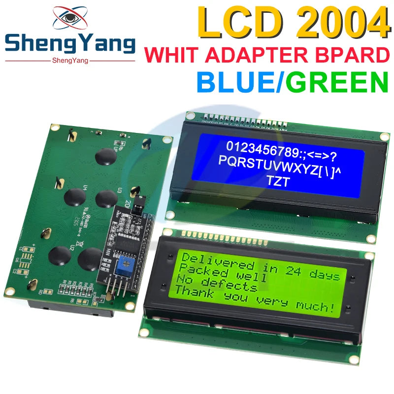 TZT LCD2004+I2C 2004 20x4 2004A Blue/Green screen HD44780 Character LCD /w IIC/I2C Serial Interface Adapter Module For Arduino