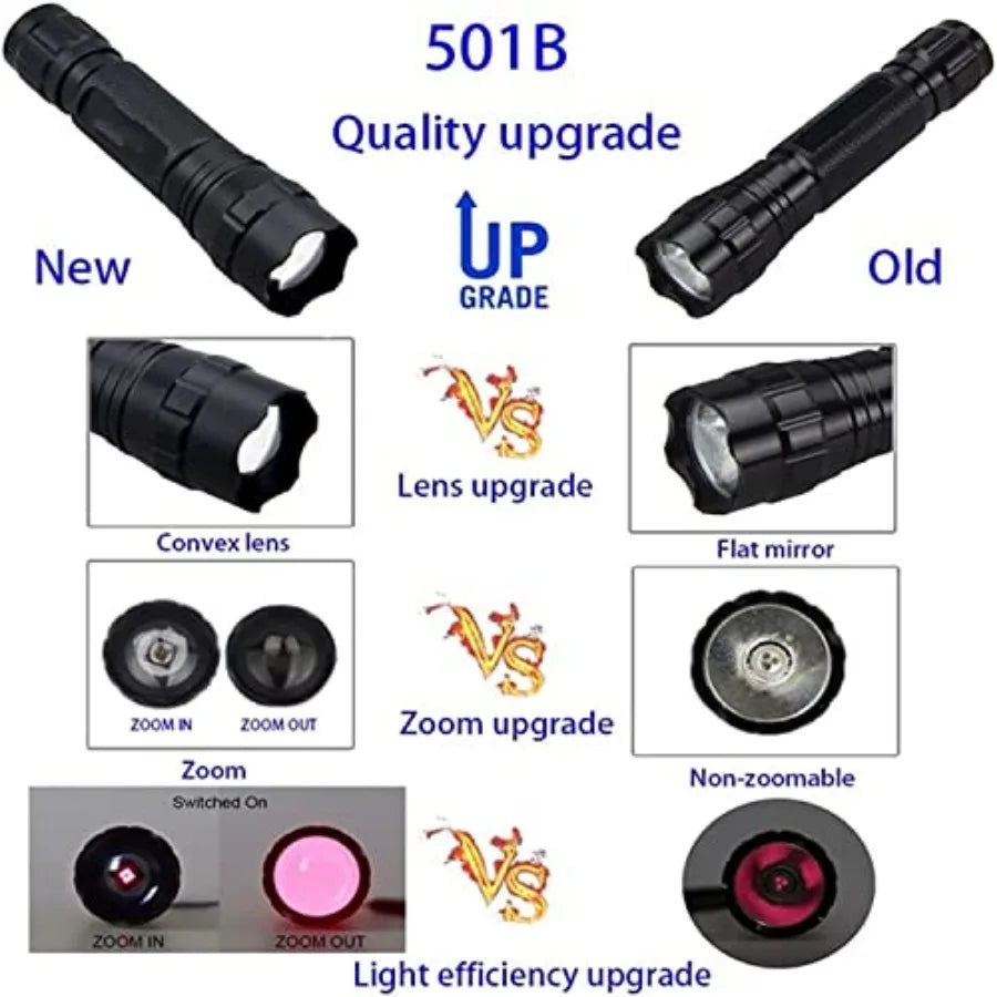 WINDFIRE 940nm IR LED Flashlight, Infrared Flashlight Light, Zoomable Infrared Torch for Hunting, Charger, Pressure Switch - Us