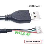 USB 2.0 to PH2.0/XH2.54/mx1.25 Data Cable, 4-Pin PH2.0 Pin to USB 2.0 Connection Cable, Small Motherboard USB Pin