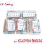 2600Pcs/150pcs 1/4W 1/2W 1W 2W 3W 5W Metal Film Resistor Assortment Kit 1% 0.25W 0.5W Resistance Set Electronic Components Kits