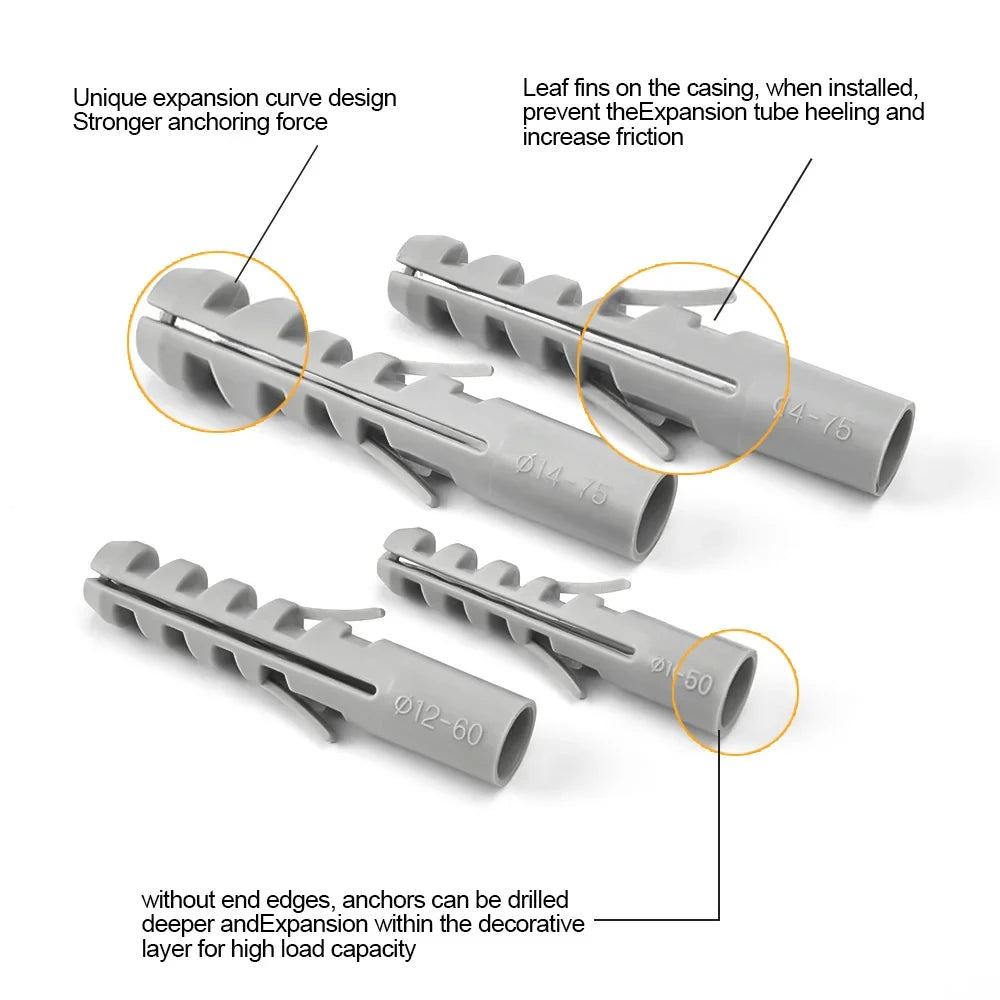 M5 M6 M8 M10 M12 M14 Plastic Expansion Tube Pipe Anchor Wall Plug Anchors Applicable To Self-tapping Screws Wall Anchors Plug