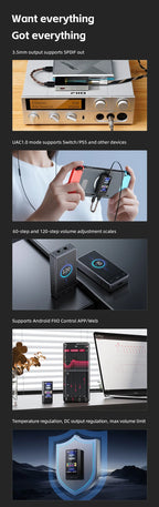 FiiO QX13 HIFI Portable Headphone Amplifier AMP Hi-res Desk TOP-grade Decoder USB DAC ES9027PRO DSD512 PCM768K 900WM