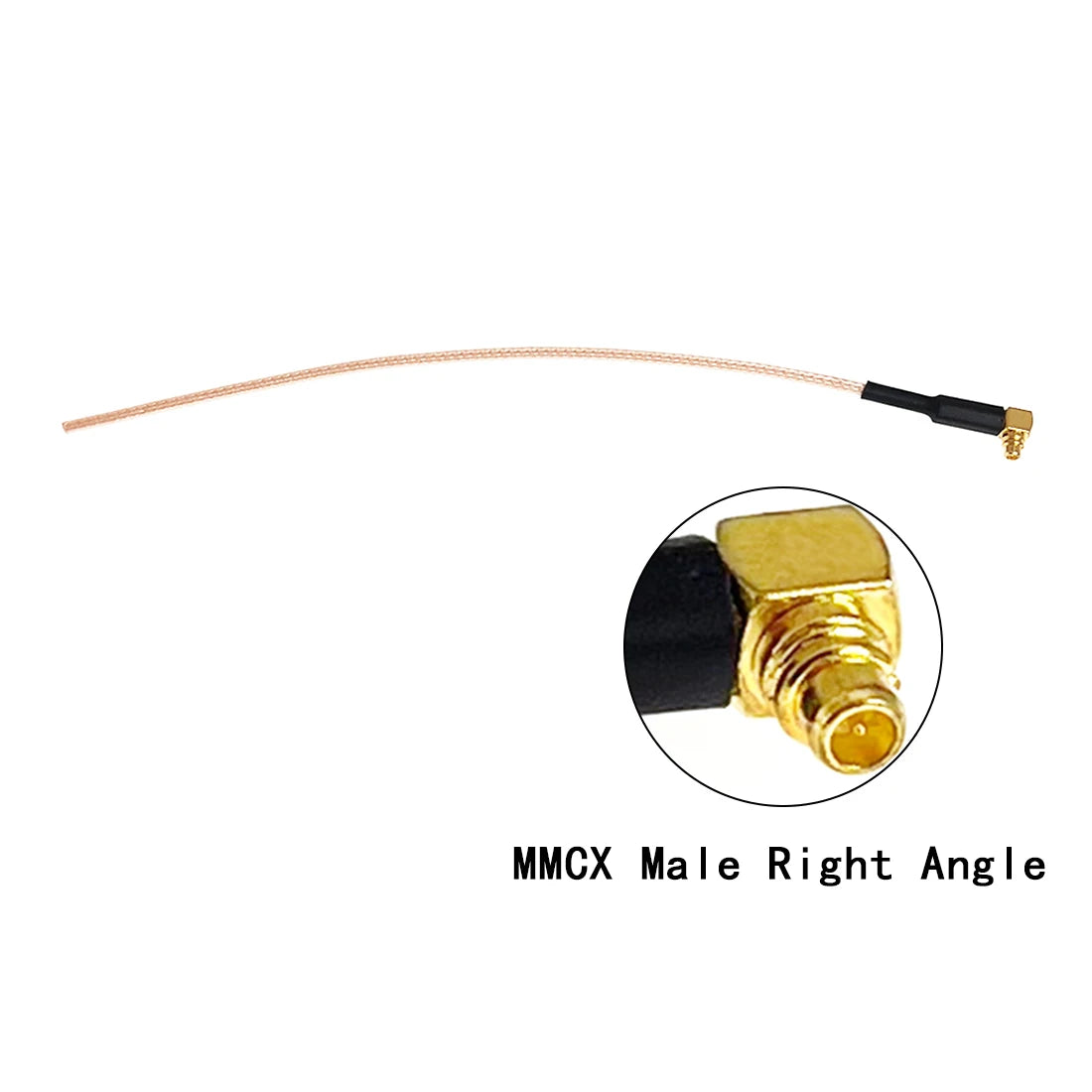MMCX  Male Right Angle Pigtail Cable RG178  25cm Long Other End Exposed