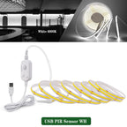 3MM 5MM 8MM COB LED Light Strip 5V 320LEDs PIR Motion Sensor Flexible Night Light USB/AAA Battery Powered Tape 3000K 4000K 6000K