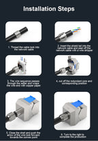 CAT8 RJ45 Tool-Less STP Shielded Keystone Jack Module Self-Locking Zinc Alloy Network Coupler Adapter for Secure Network Connect