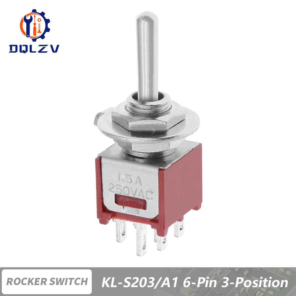 5MM Mini Toggle Switch SMTS-102 250V/1.5A SPDT 3/6 Pin On On 2/3 Position Red Color Stitch Pins SMTS-202 ﻿