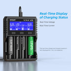 XTAR VX4 V2 18650 Charger AAA/AA 1.5V Li-ion /Ni-MH/LiFePO4 Battery PD20W Fast Charger with LED Display Battery Capacity Tester