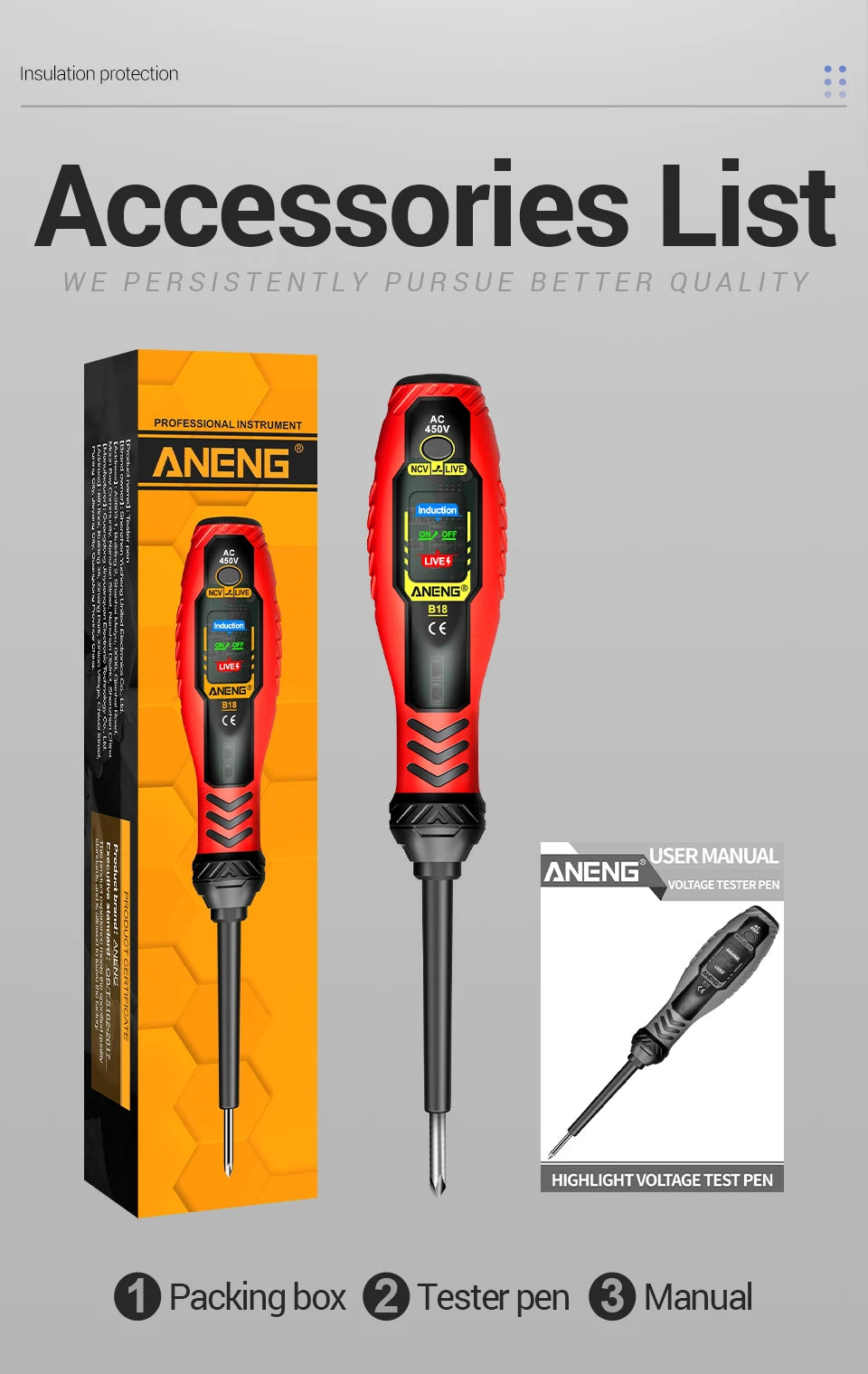 ANENG ST170 Clamp Meter Digital Multimeter Tester 500A AC Current AC/DC Voltage+B18 Highlight Voltage Tester Pen Electrician Set
