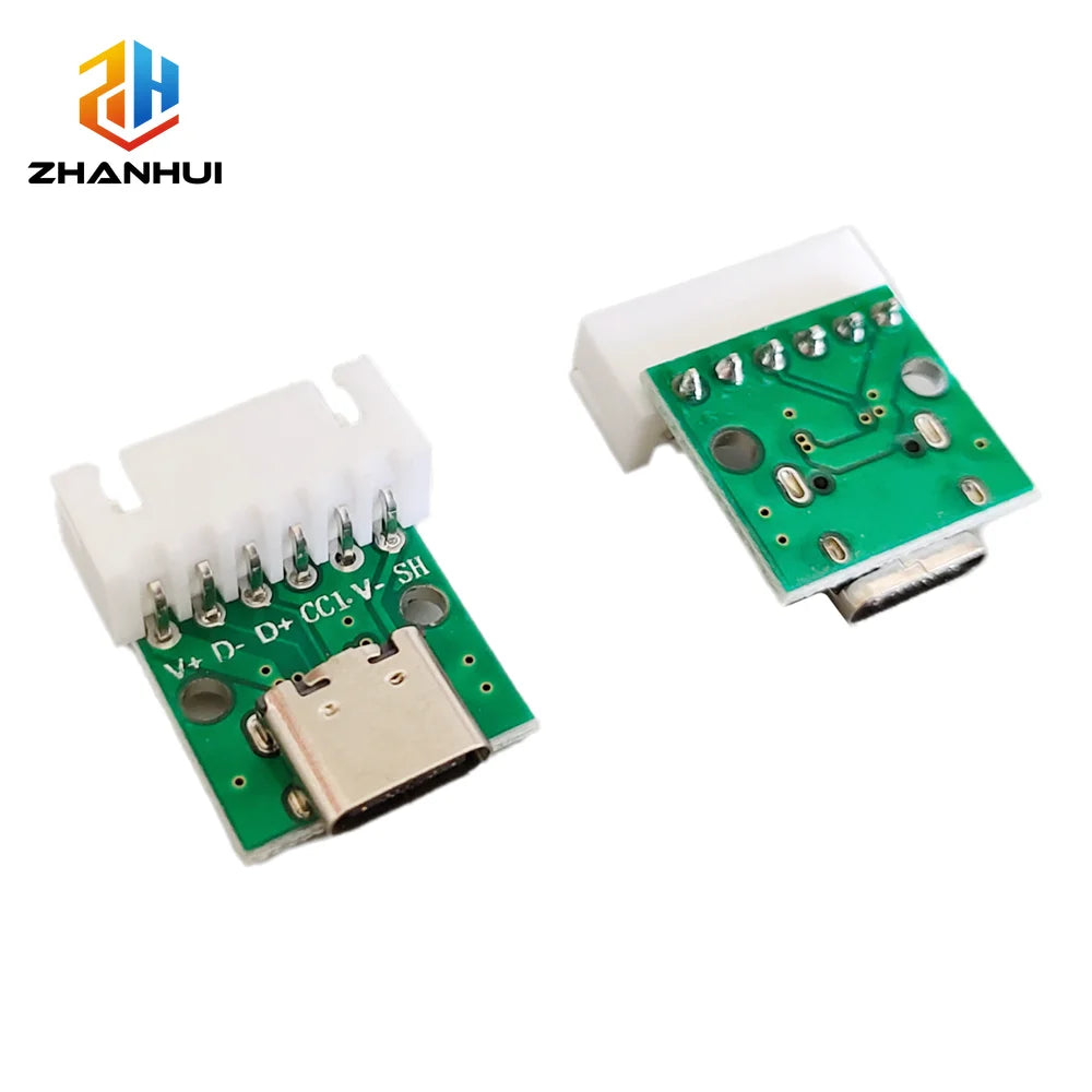 5/10/20Pcs USB 3.1 Type C 16 Pin to 6P 2.54mm Test PCB Board Adapter Connector Socket for Data Line Cable Transfer & Debugging