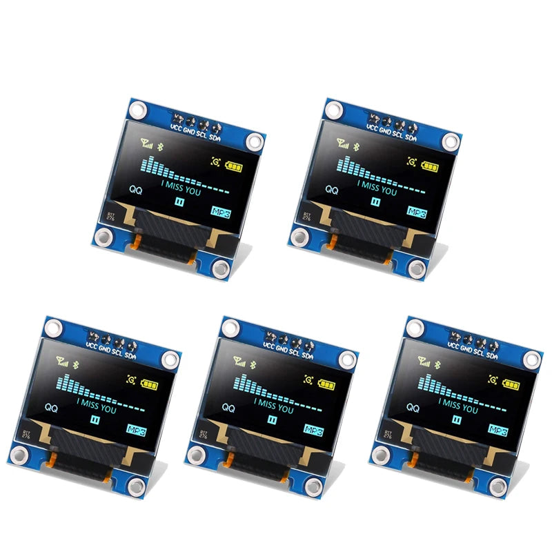 5pcs 0.96" OLED Display Screen Module I2C IIC 128x64 SSD1306 Driver Board I2C Serial Chip 4 Pin Display Board for Arduino ESP32