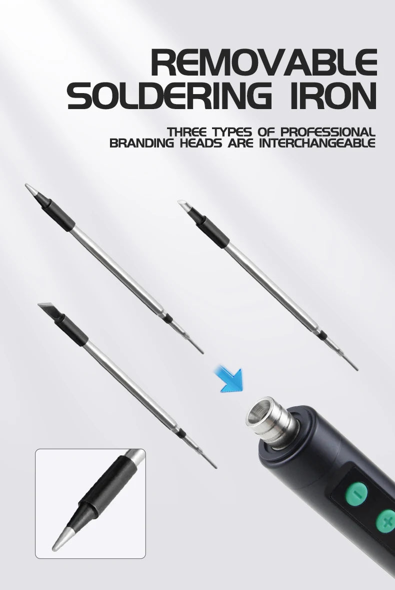 JCD Wireless Soldering Iron Portable 180-450 °C Adjustable Temperature built-in battery with 3Tip Soldering Tool Kit USB-5134