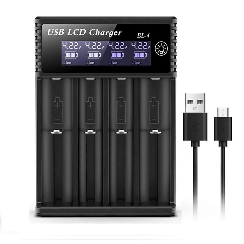 USB LCD Battery Smart Charger 1/2/4 Slots Dual For 18650 3.7V Rechargeable Lithium Battery For 1.2V NI-MH AA / AAA Battery