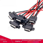 2/10/50pcs USB Type-C Welded Female Socket 2P Charging Female with Cable Waterproof TYPE-C Female Head DIY with Mounting Hole