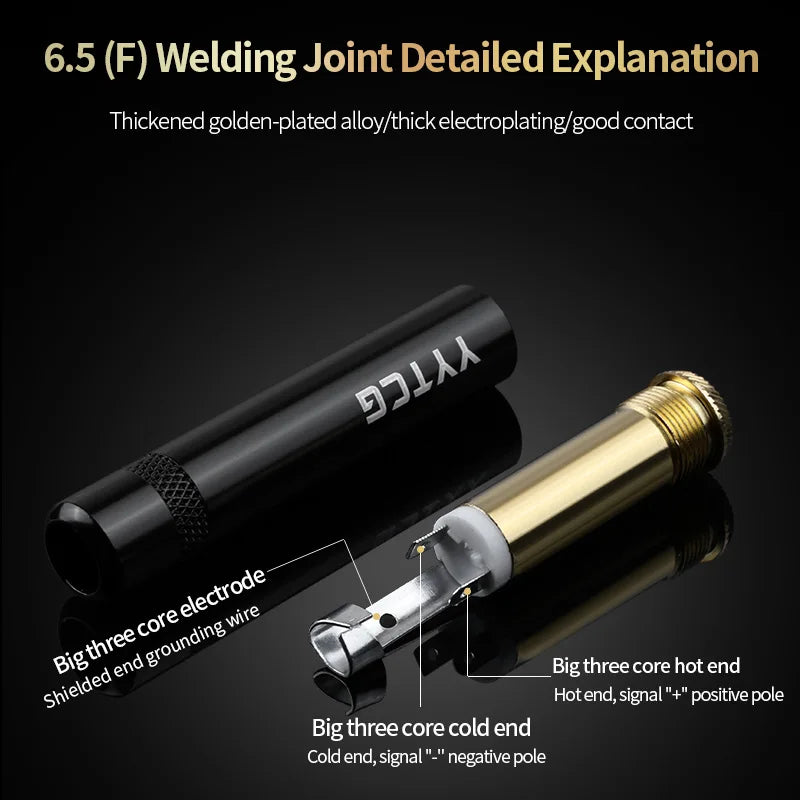 YYTCG 6.35mm female audio cable Welded Plug 6.5 Three core single stereo extension connector 1Pcs