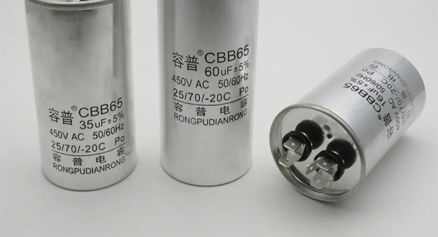 CBB65 450V AC Motor Capacitor Air Conditioner Compressor Start 5uF 6uF 20uF 25uF 30uF 35uF 40uF 45uF 50uF 60uF 70uF