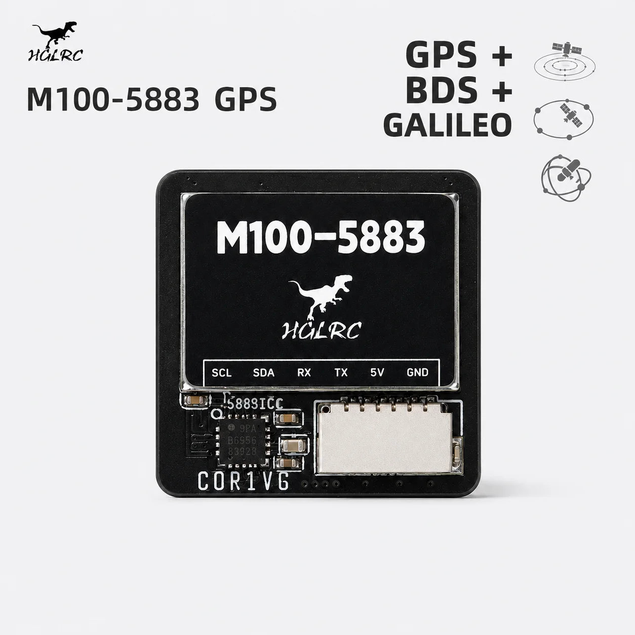 HGLRC M100-5883 Fast Lock M10 GPS Compass Multi GNSS BDS Galileo 72CH UART for FPV Drone Fixed Wing RC Plane M10-25Q Alternative
