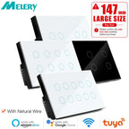 Melery Wifi Smart Tuya Light Switch 4/5/6/8/10 Gang Glass Wall Touch Sensor Alexa Remote Voice Control by Google Home Assistant