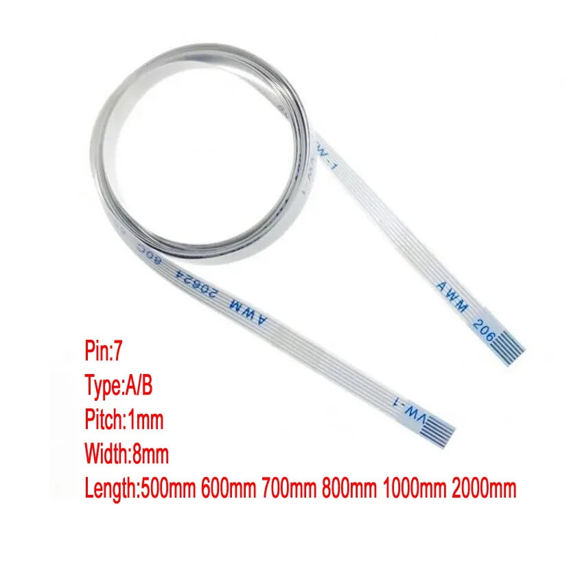 7Pin 1mm Pitch FFC FPC AWM 20624 80C 60V VW-1 FFC A B Type Flat Flexible Cable 500mm 600mm 700mm 800mm 1000mm Width 8mm
