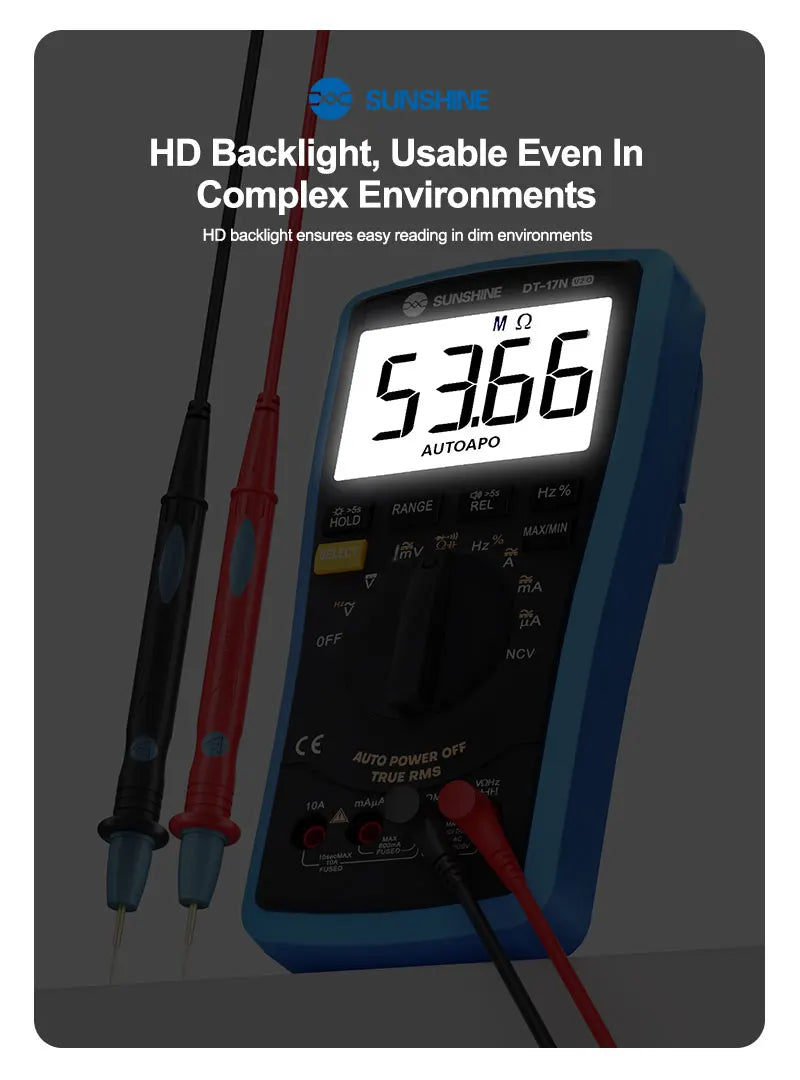 SUNSHINE DT-17N Auto Range LCD Display Multimeter Digital Multimeter Automatic Digital Instrument Tester for Repair Tools