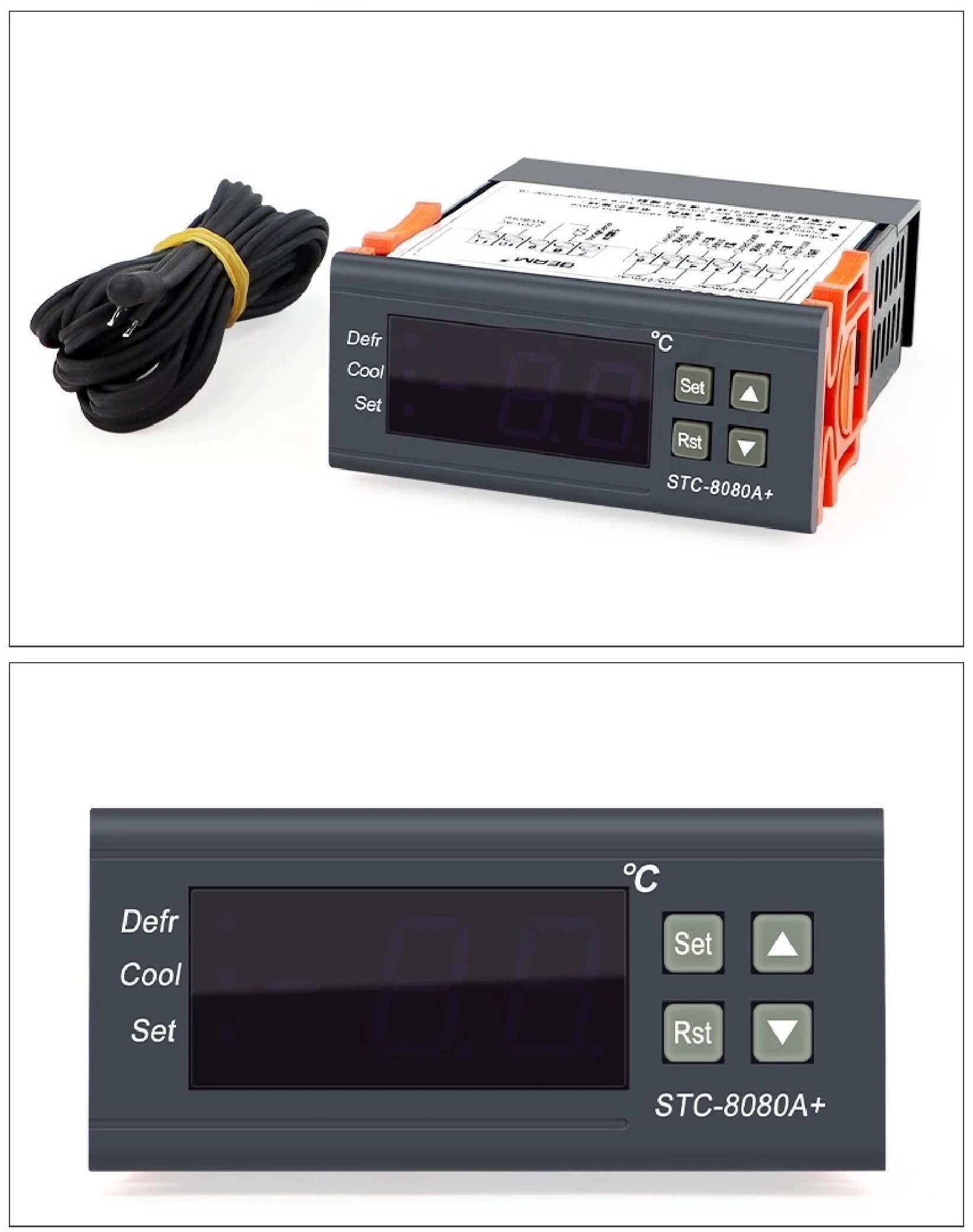 STC-8080A+ Digital Temperature Controller Thermostat Switch for Freezer Refrigerator Cold Storage Cooling Defrost Display