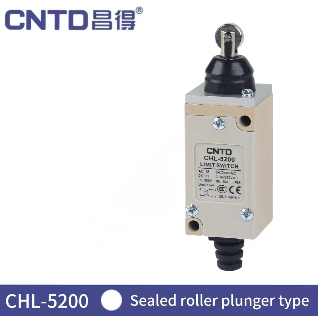 CNTD CHL-5200 Industrial Limit Switch Roller Plunger 6A 250V AC IP65 Heavy Duty Waterproof for Automation Machinery