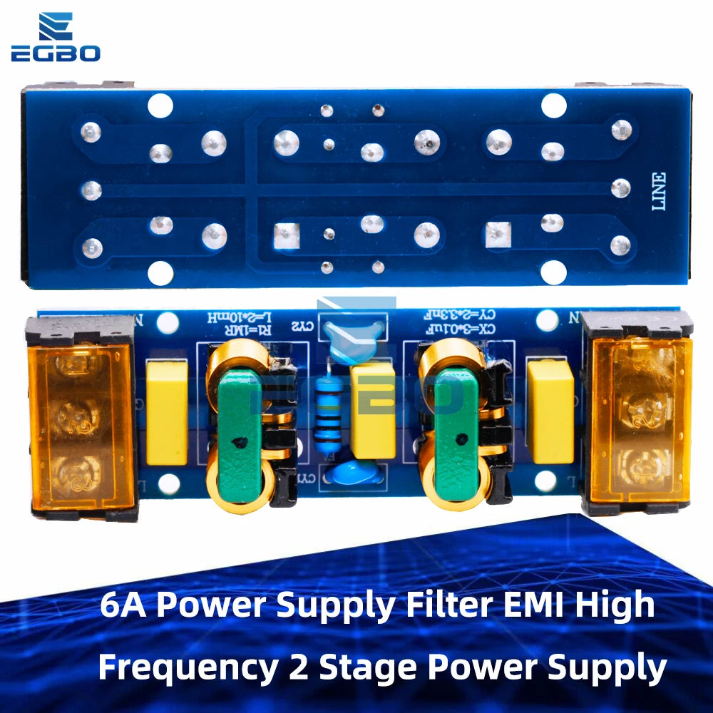 1PC  6A Power Supply Filter EMI High Frequency 2 Stage Power Supply EMI Filter Low-pass Filter Board for Frequency Conversion