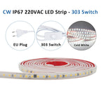 AC 220V 230V 2835 LED Strip Light Waterproof IP67 120LEDs/m Flexible Tape Lamp Warm Cold White 1M 2M 3M 5M 10M 20M Home Lighting
