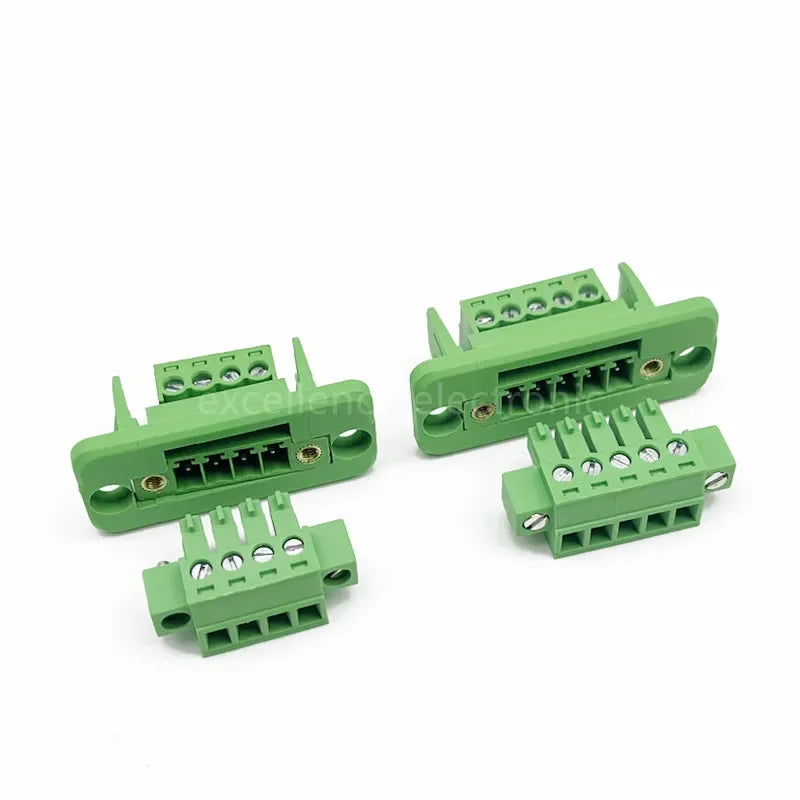 5sets 3.81mm Terminal Block Through-wall Welding-free Plug-in Type 2P/3P/4P/5P/6P/8P/10P/12P/16P 3.81mm with Flange Fixed Panel