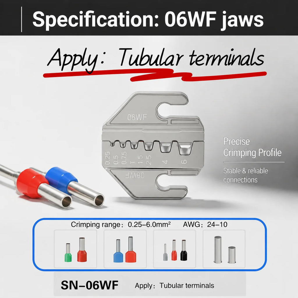 Ratchet Quick-Change Crimping Pliers SN-68 with 6 Jaws for Automotive Terminals, Dupont Terminals, Wire Crimping Tool Kit