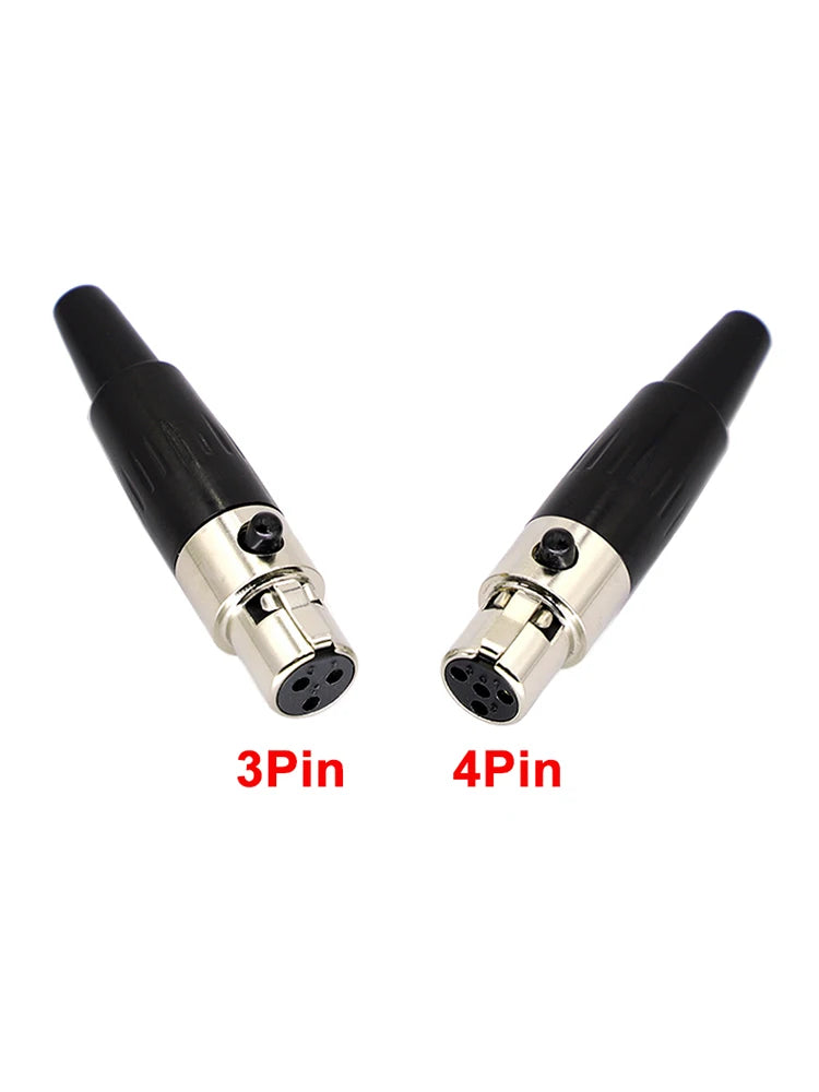 1Pcs High Quality Mini XLR 3 4 Pin Female Plug Small XLR Audio Microphone Connector for MIC Soldering Straight