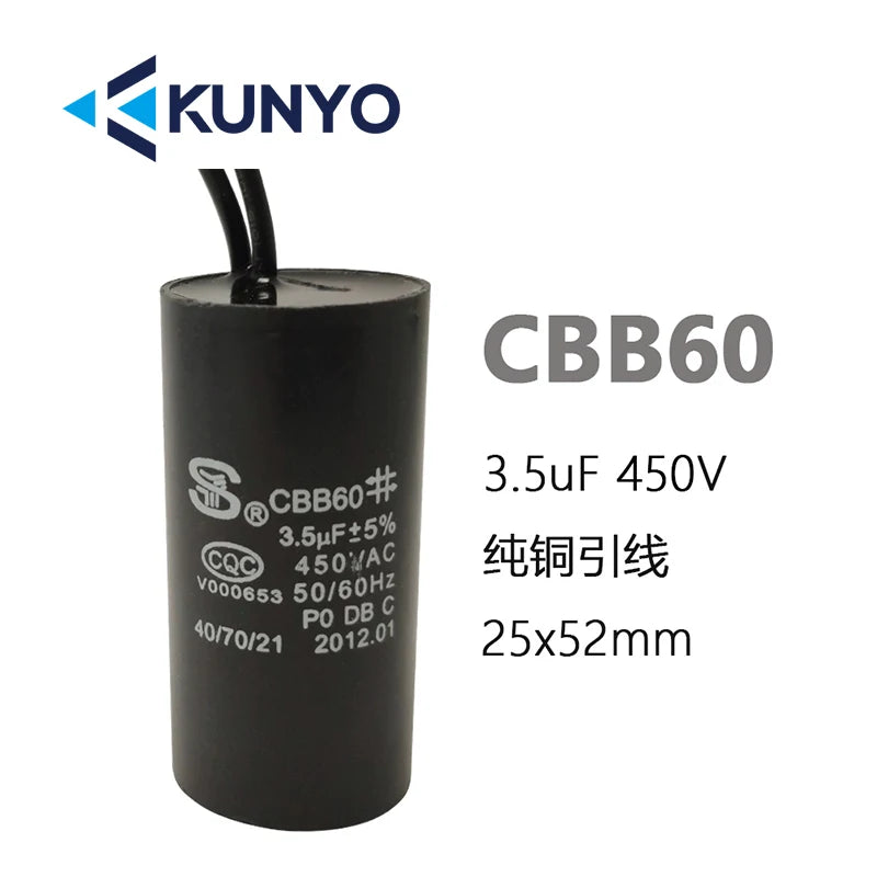 1PCS CBB60 450V Starting Capacitor Motor Run Capacitors 4UF-60UF 4 Pin with Screws for Electric Motor/washing Machine 10uf 20uf