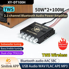 DC 12V 24V XY-DT100H Bluetooth Power Amplifier Board Dual Channel High Power Sound 50W*2+100W Audio Speaker Module TPA3116