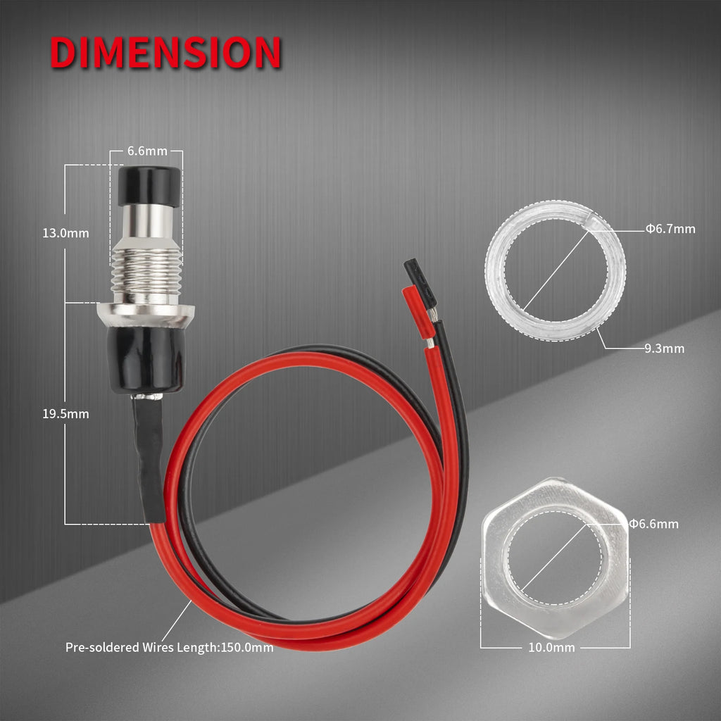 10PCS Momentary Push Button Switch 1A 250VAC Small Pushbutton Switch Wired OFF/(ON) Momentary Switch SPST Mini Switch 2 Pin