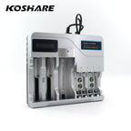 KOSHARE LED Smart Battery Charger For AA AAA Ni-MH Ni-Cd 9V Batteries 18650/16340/14500/21700 /26650/32650 Lithium Battery