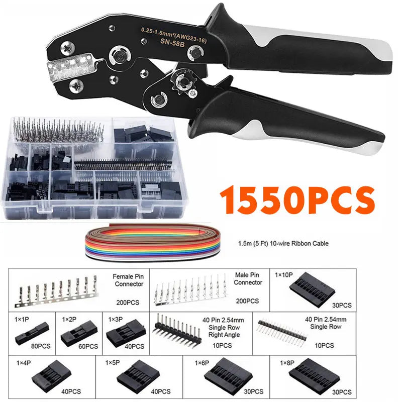 SN-58B Ratchet Crimping Plier Crimper Tool 0.25-2.5mm² AWG24-13 for Dupont,TE,JST,Molex Terminal Wire Electrical Pliers