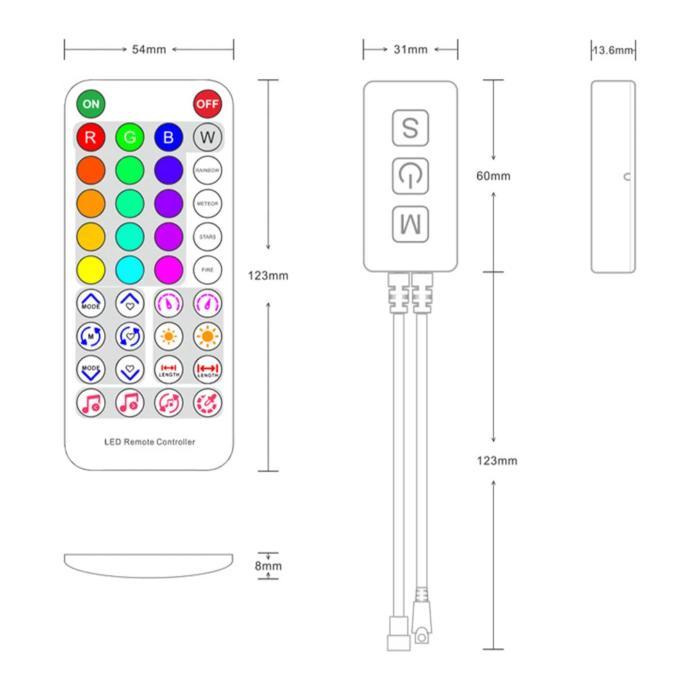 Wholesale SP611E DC5V-24V WS2812B WS2811 Bluetooth Music LED Strip Controller IR38 Keys Remote APP For Addressable LED Lighting